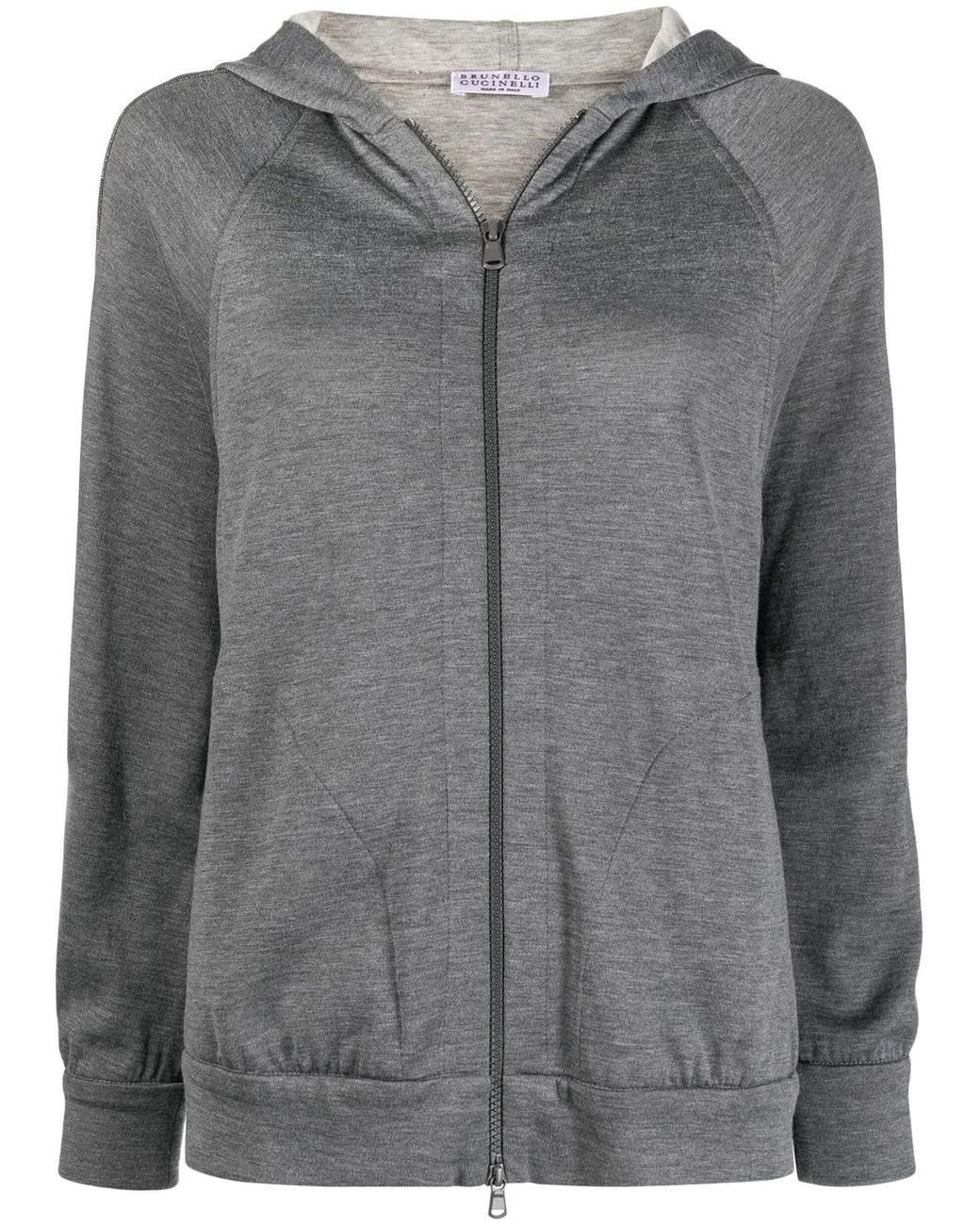Brunello Cucinelli Gray Zip Hoodie Sweatshirt