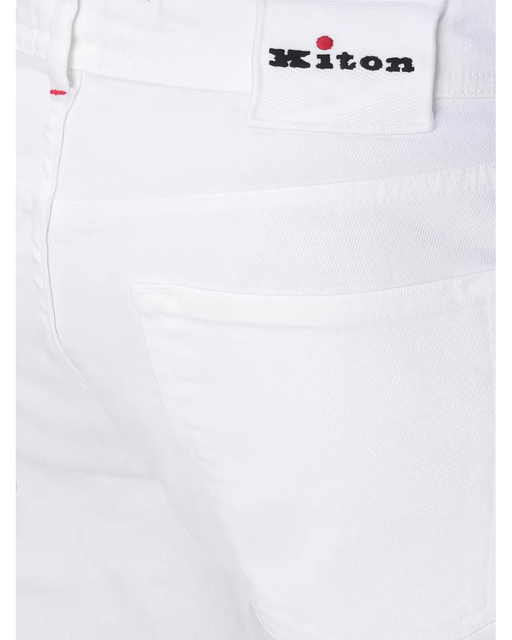 Kiton White Logo-Patch Jeans for men