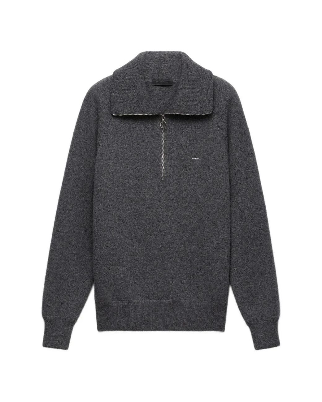 Prada Gray Wool And Cashmere Polo Sweater for men