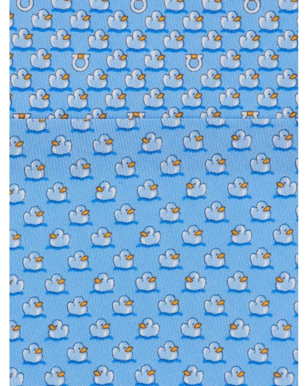 Ferragamo Blue Duckies Print Silk Tie for men