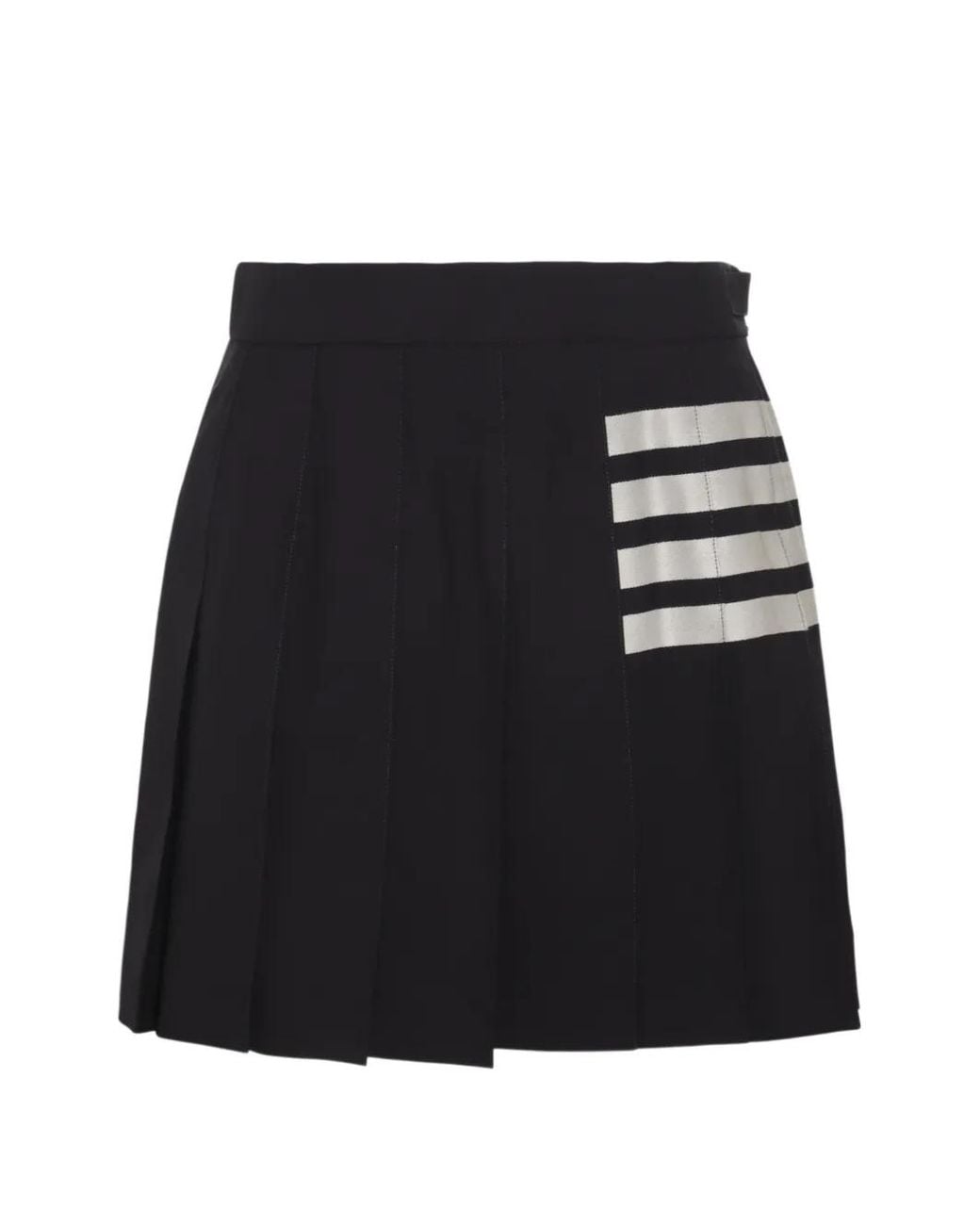 Thom Browne Blue Plain Weave 4-Bar Pleated Mini Skirt