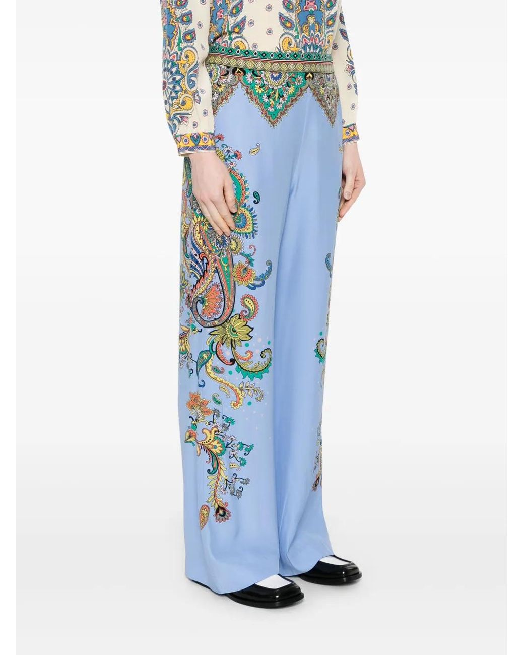 Etro Blue Silk Trousers