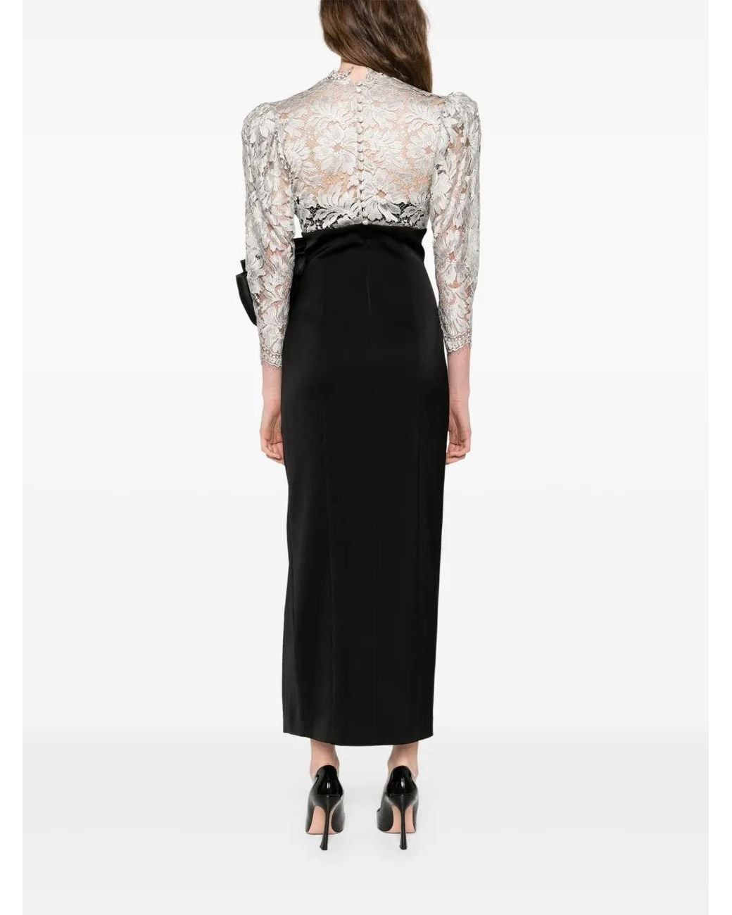 SILK LOVE & LACE Black Lace-Bow Dress