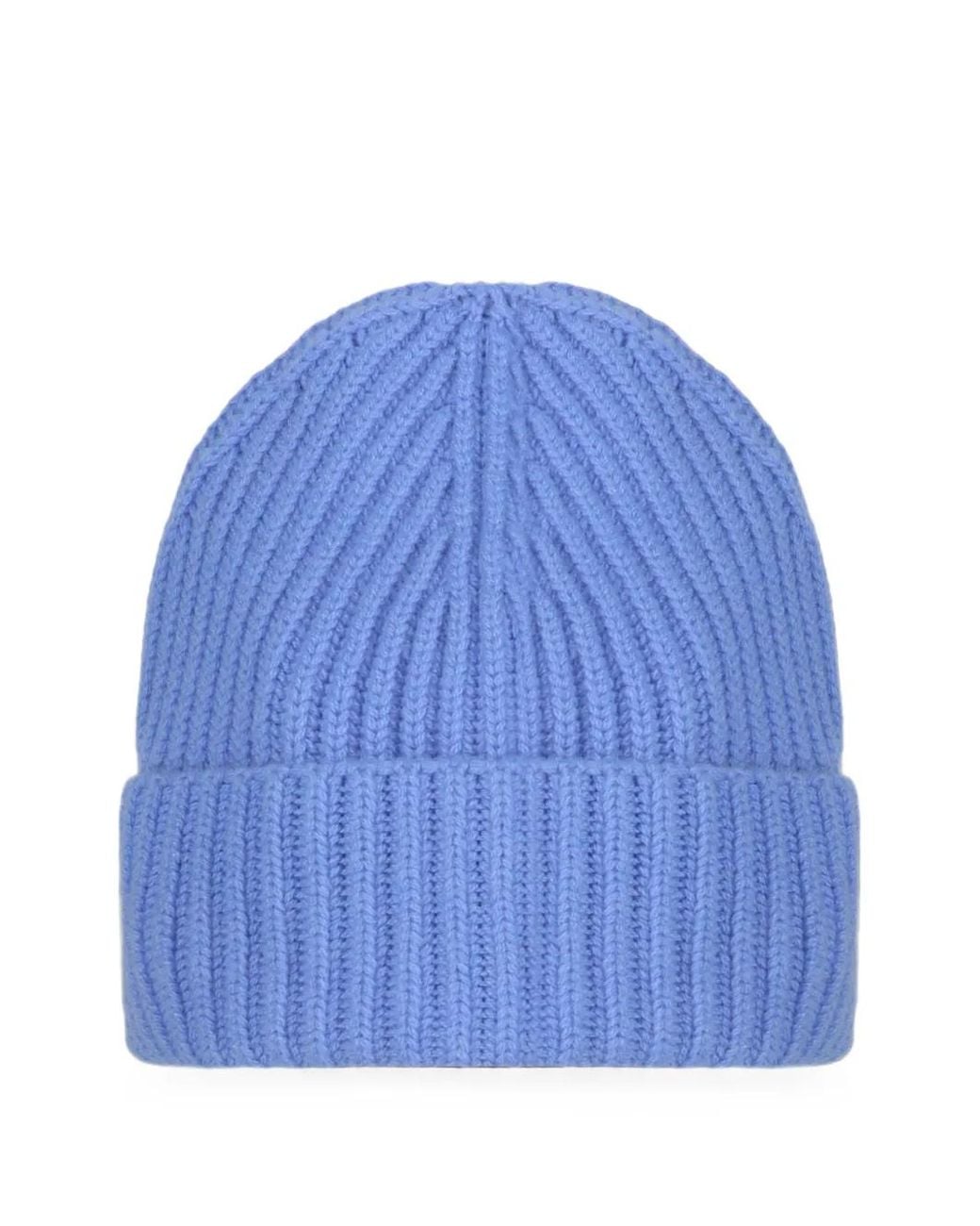 Moorer Blue Ribbed-Knit Beanie Hat for men