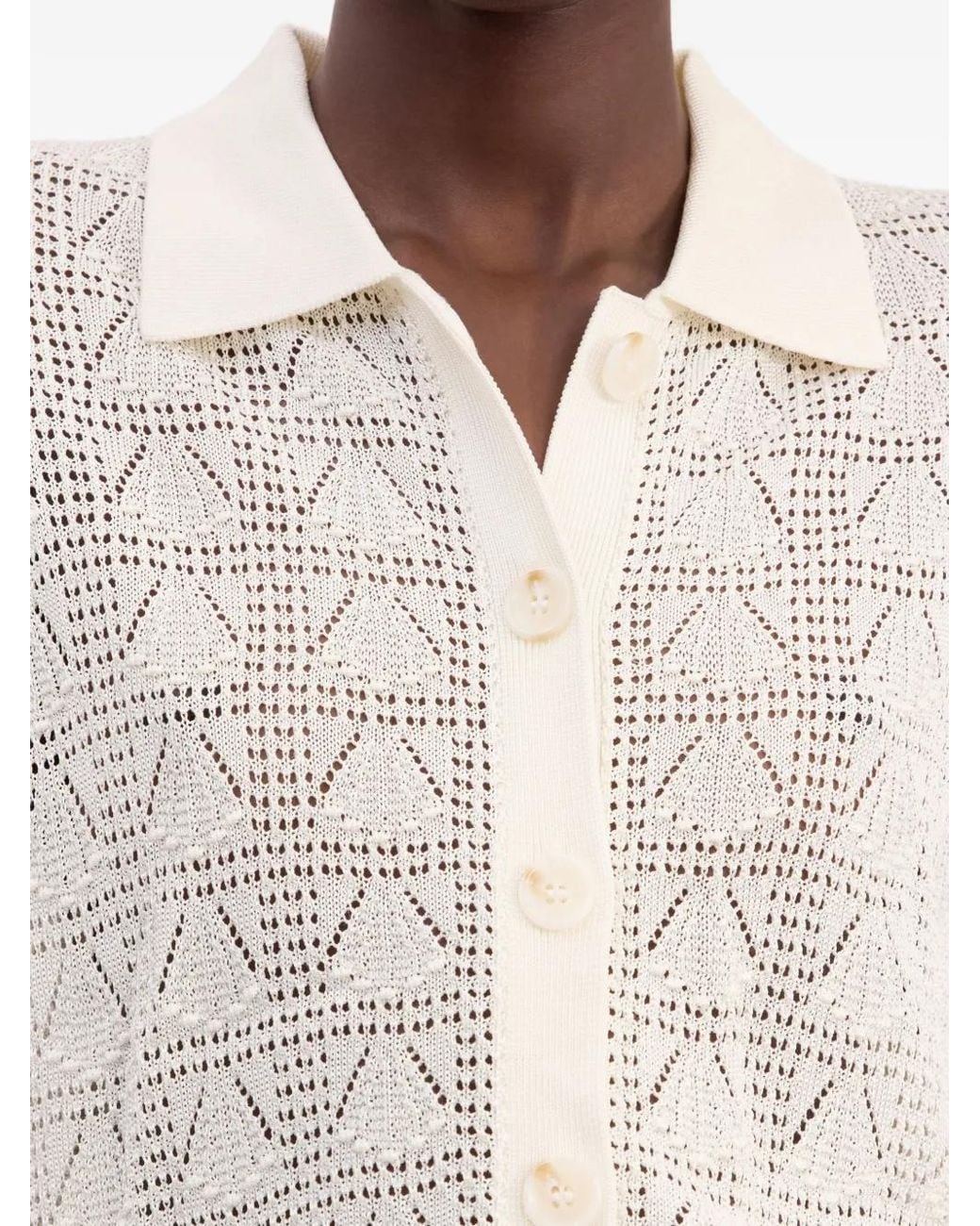 Loulou de Saison White Siani Square-Motif Cropped Shirt