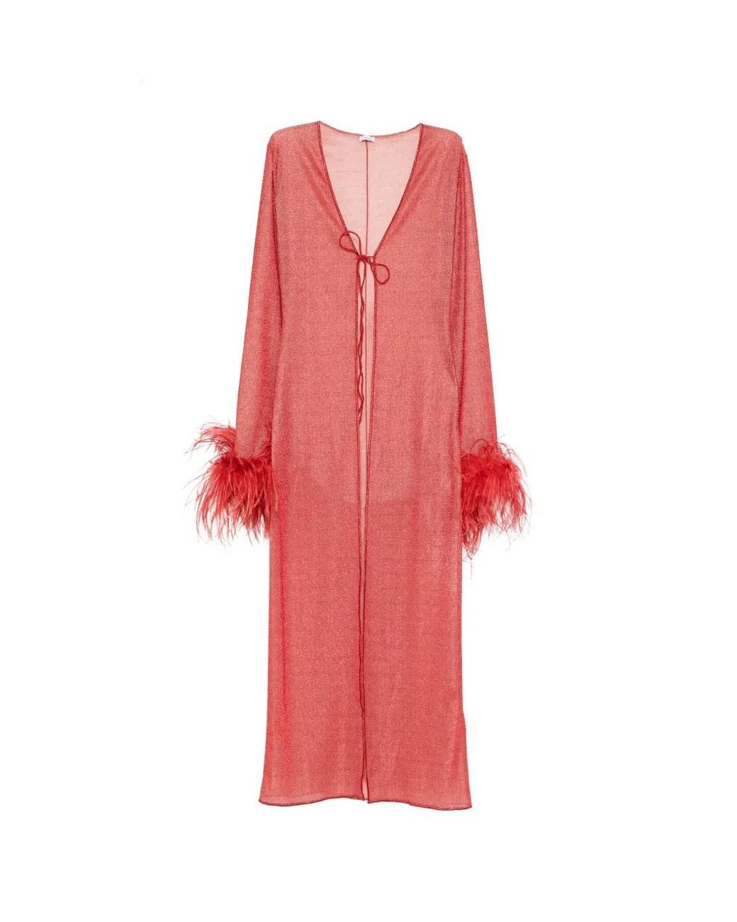 Oseree Red Lumière Plumage Long Kaftan