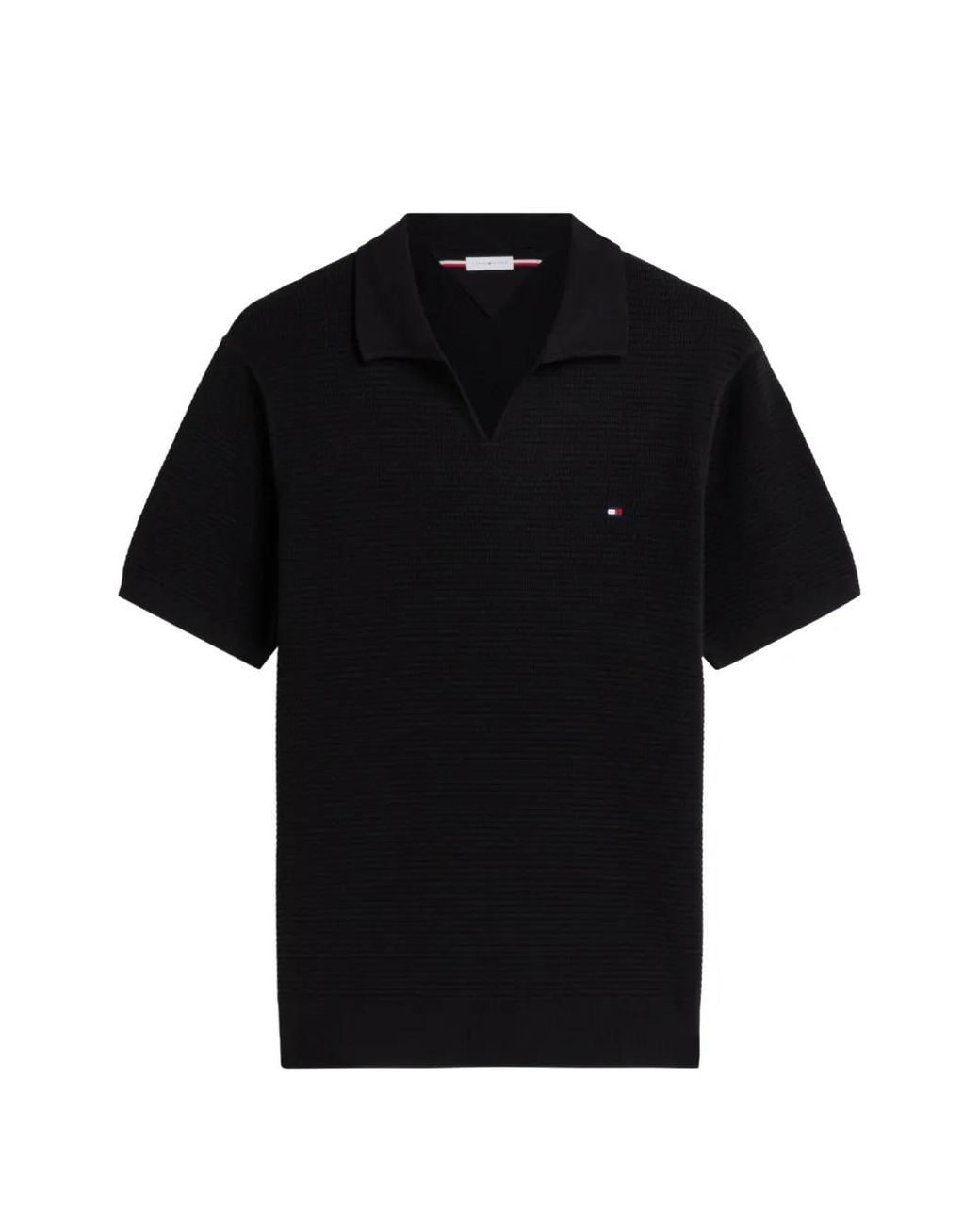 Tommy Hilfiger Black Waffle-Knit V-Neck T-Shirt for men