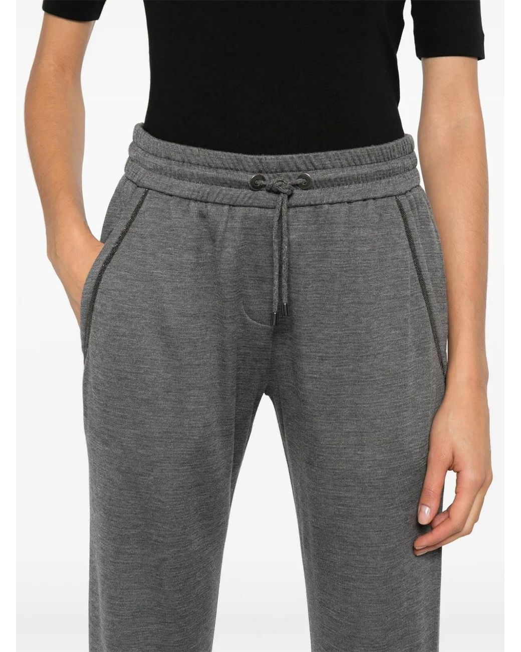 Brunello Cucinelli Gray Cotton And Silk Blend Sweatpants