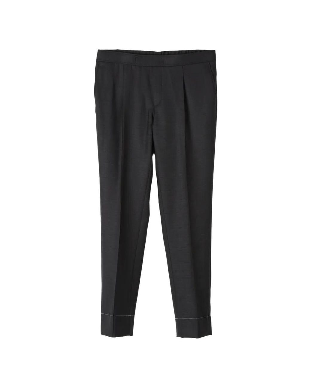 Brioni Black Pantalon En Laine À Taille Élastiquée for men