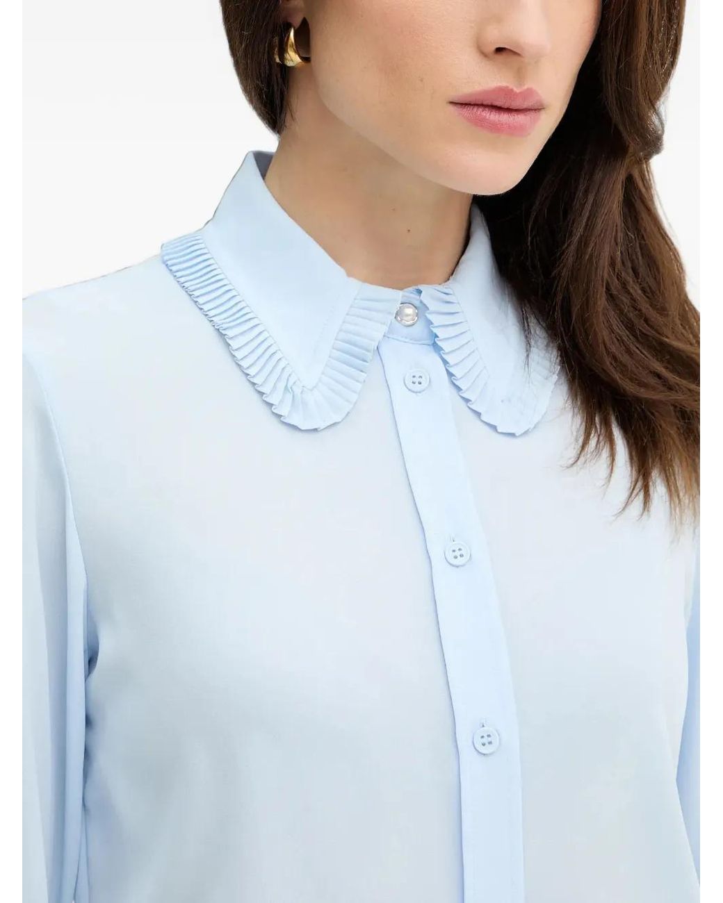 Silvian Heach Blue Yuomi Long-Sleeve Buttoned Shirt
