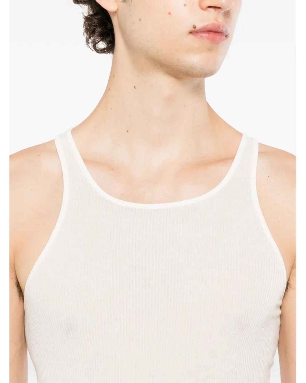 Rick Owens White Basic Ribbed Tank for men