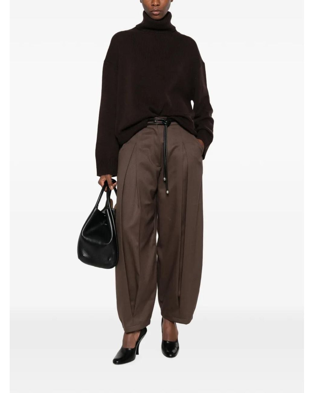 Allude Black Pull À Effet D'Épaules Descendues