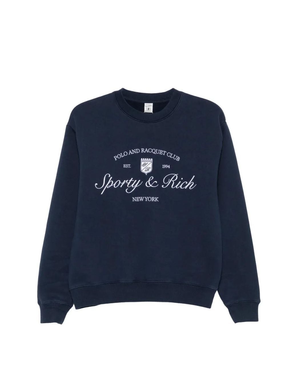 Sporty & Rich Blue Logo-Embroidered Sweatshirt