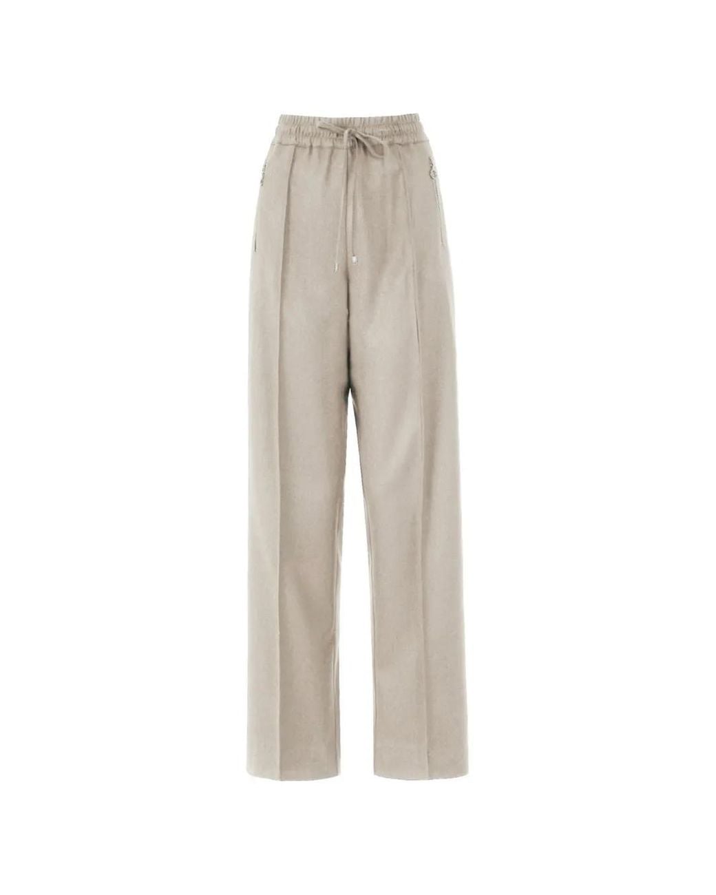 D.exterior Natural Drawstring-Fastening Panelled Trousers