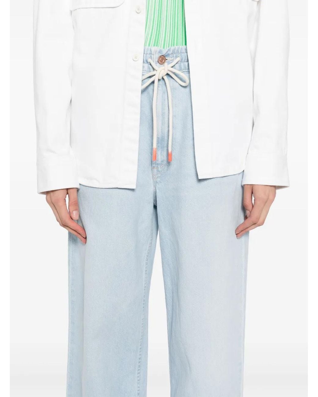 Mother Blue The Drawn Tagger Flood Jeans
