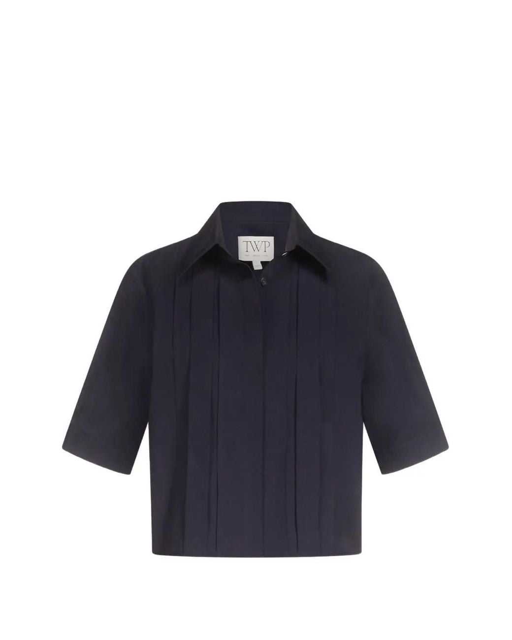 Twp Blue Pleated Short-Sleeve Shirt