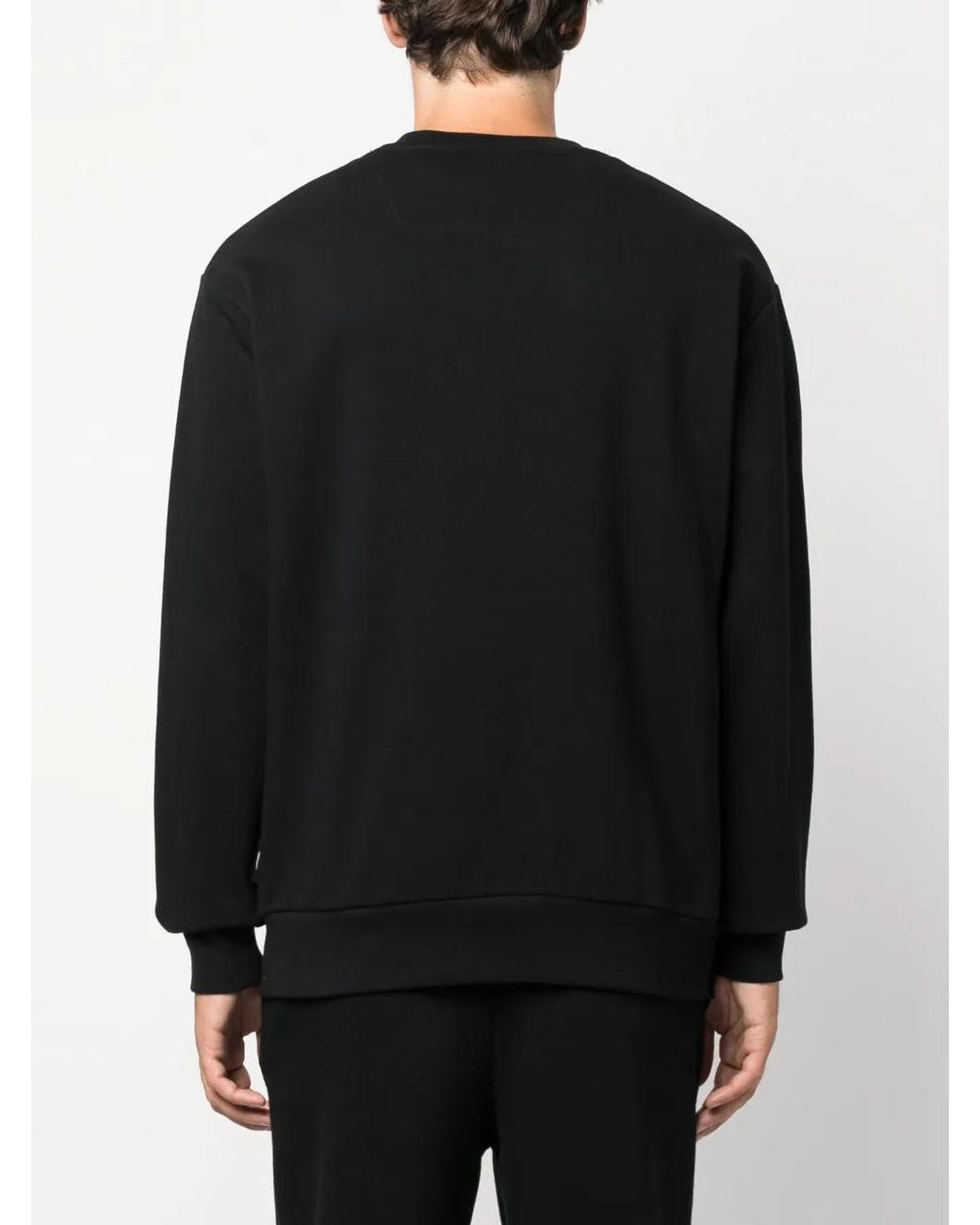 Philipp Plein Black Logo-Patch Cotton Sweatshirt for men