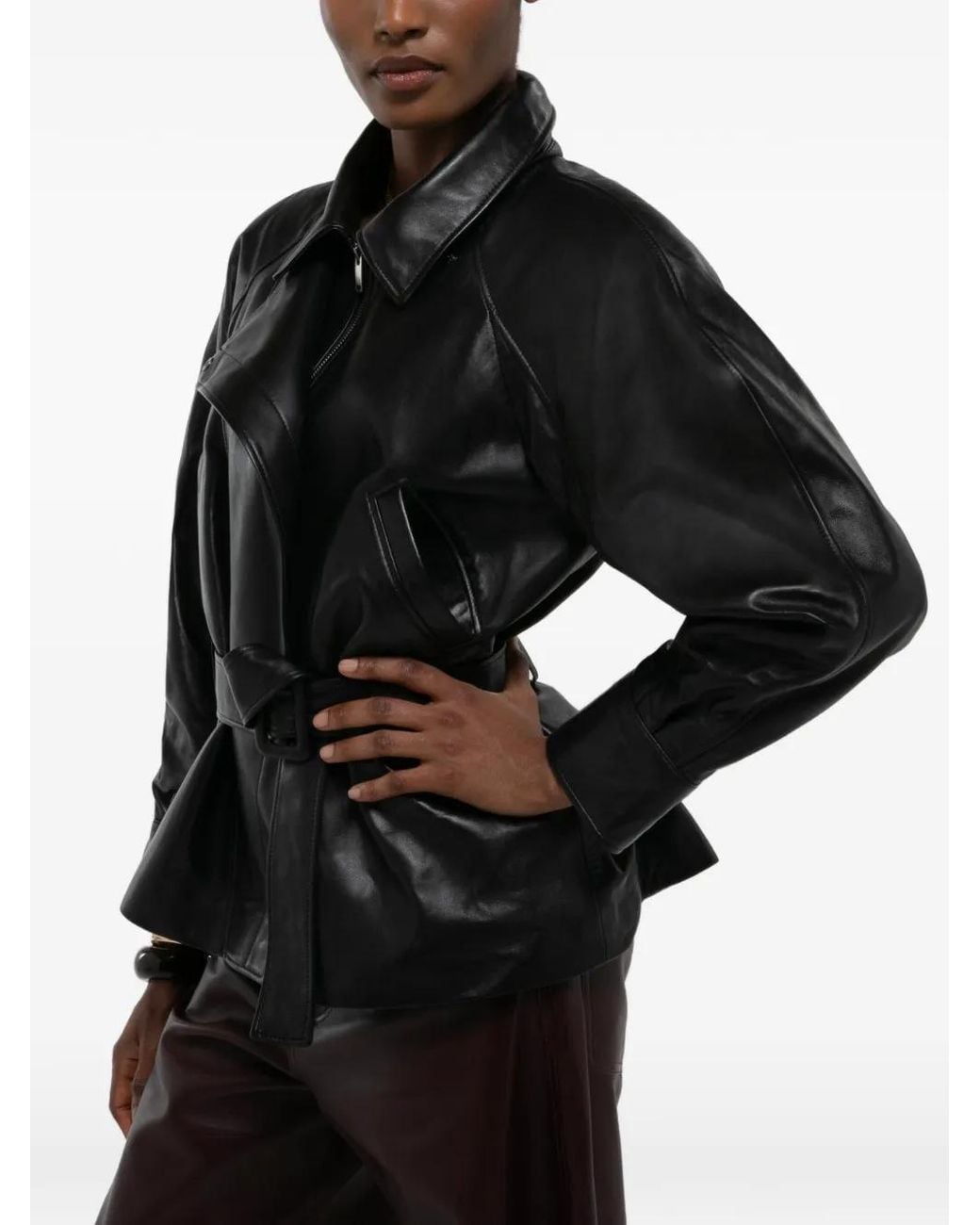 DUCIE Black Star Leather Jacket