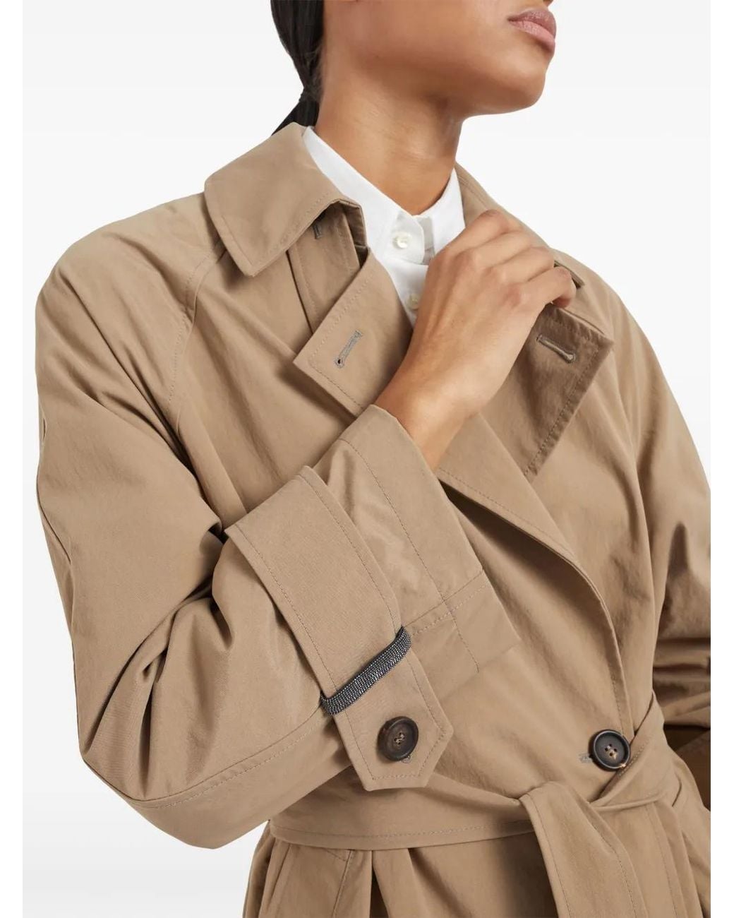 Brunello Cucinelli Natural Belted Trench Coat