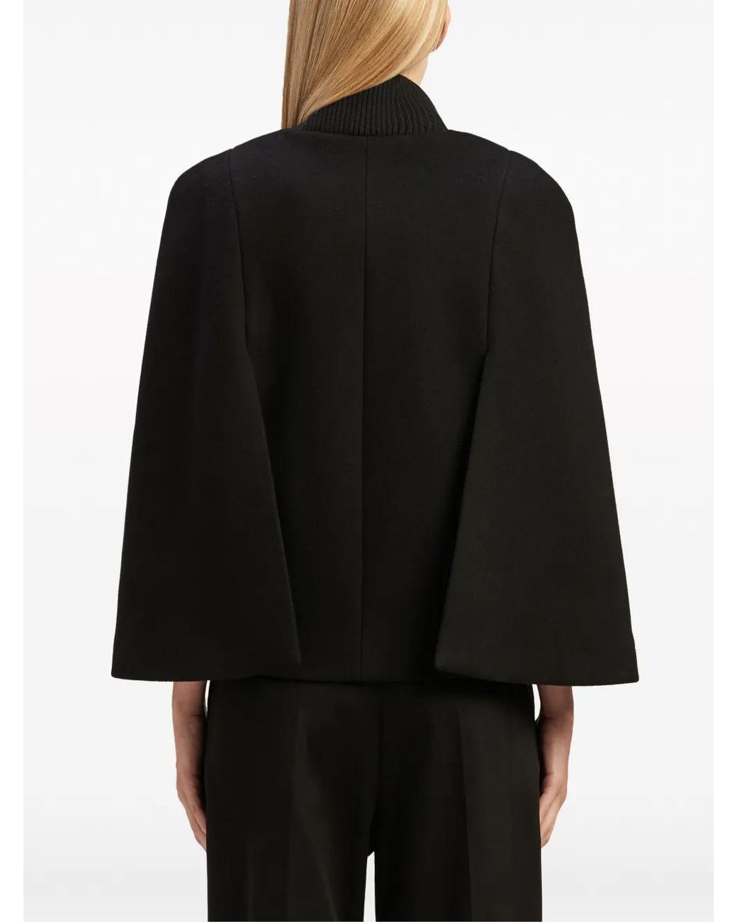 Palm Angels Black Palm-Embroidered Zip-Up Cape