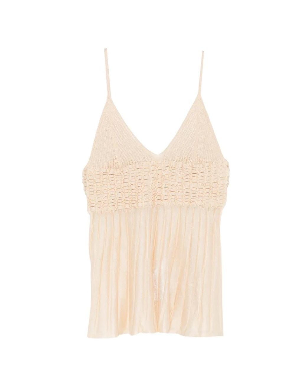 Circus Hotel White Pleated V-Neck Top