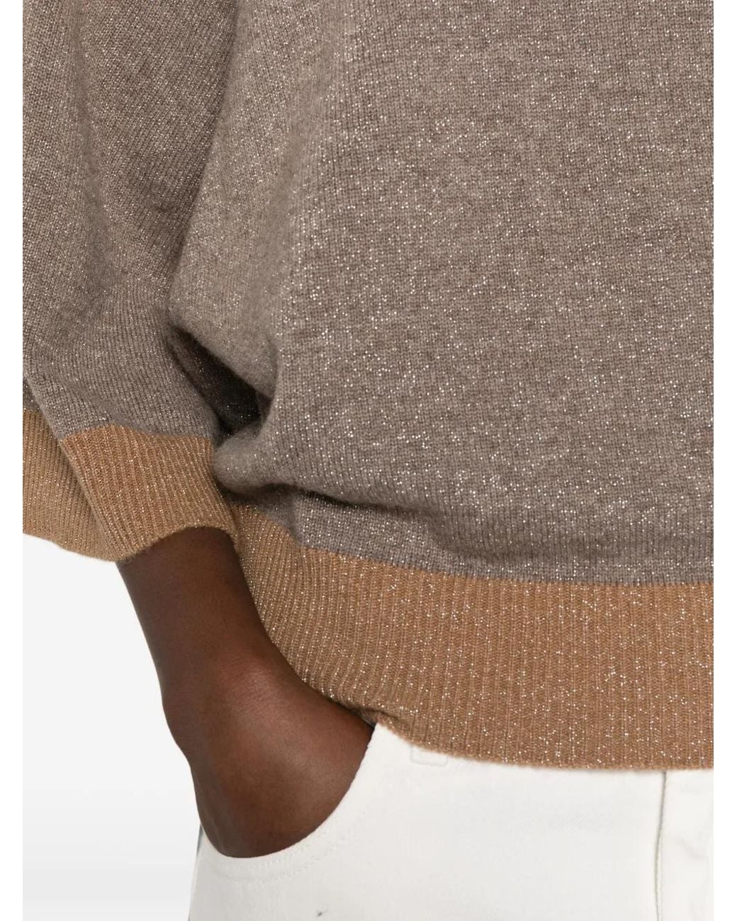 Twinset Gray Metallic Raglan-Sleeve Sweater
