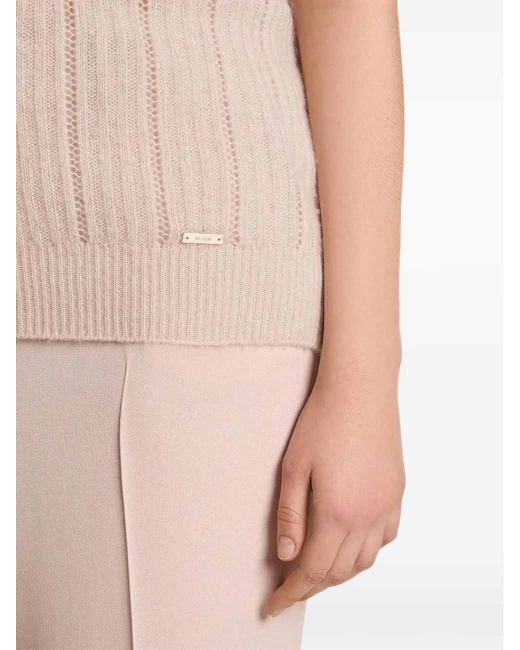 Kiton Pink Perforated Short-Sleeve Polo Shirt