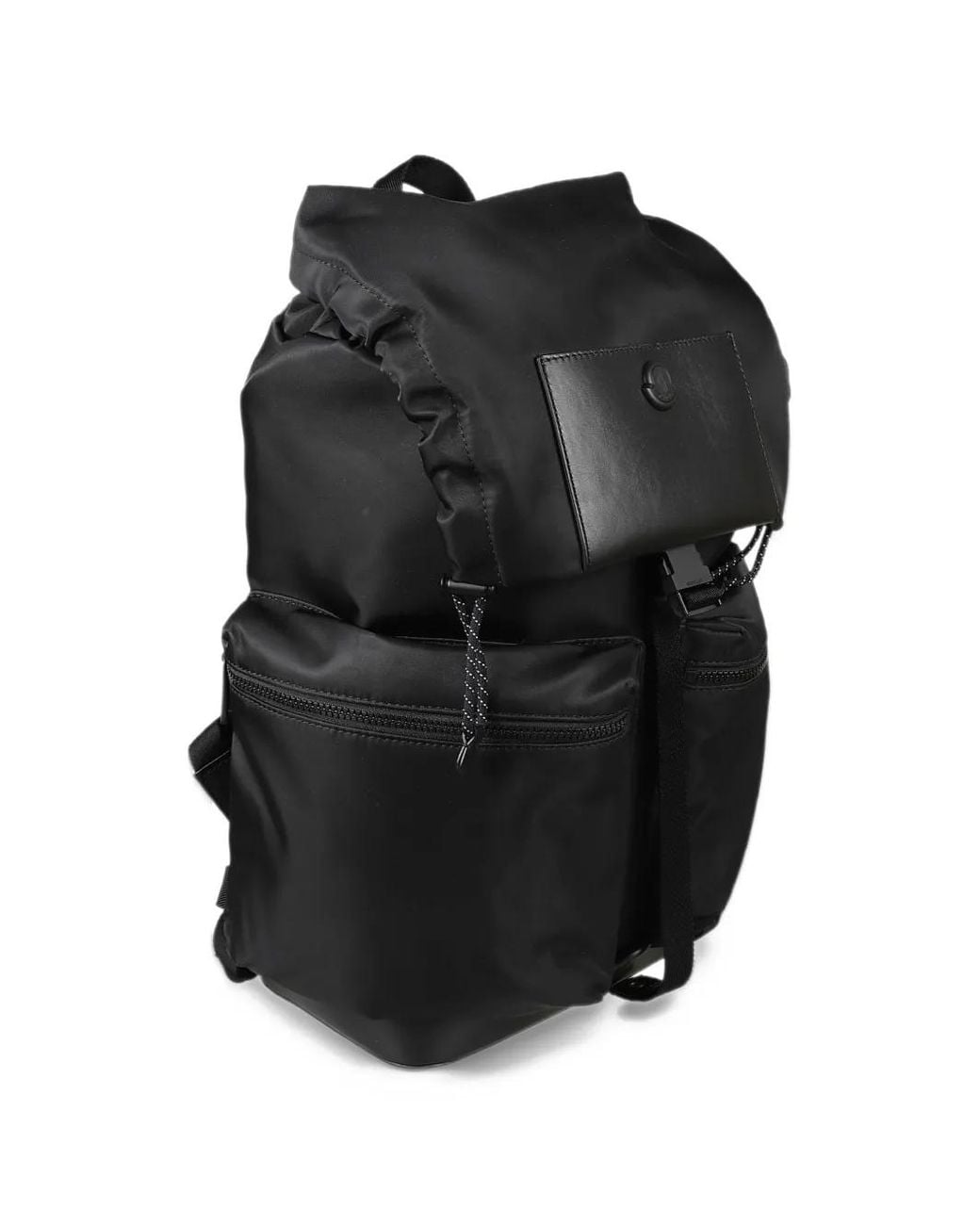 Moncler Black Logo-Patch Buckle-Fastening Backpack for men