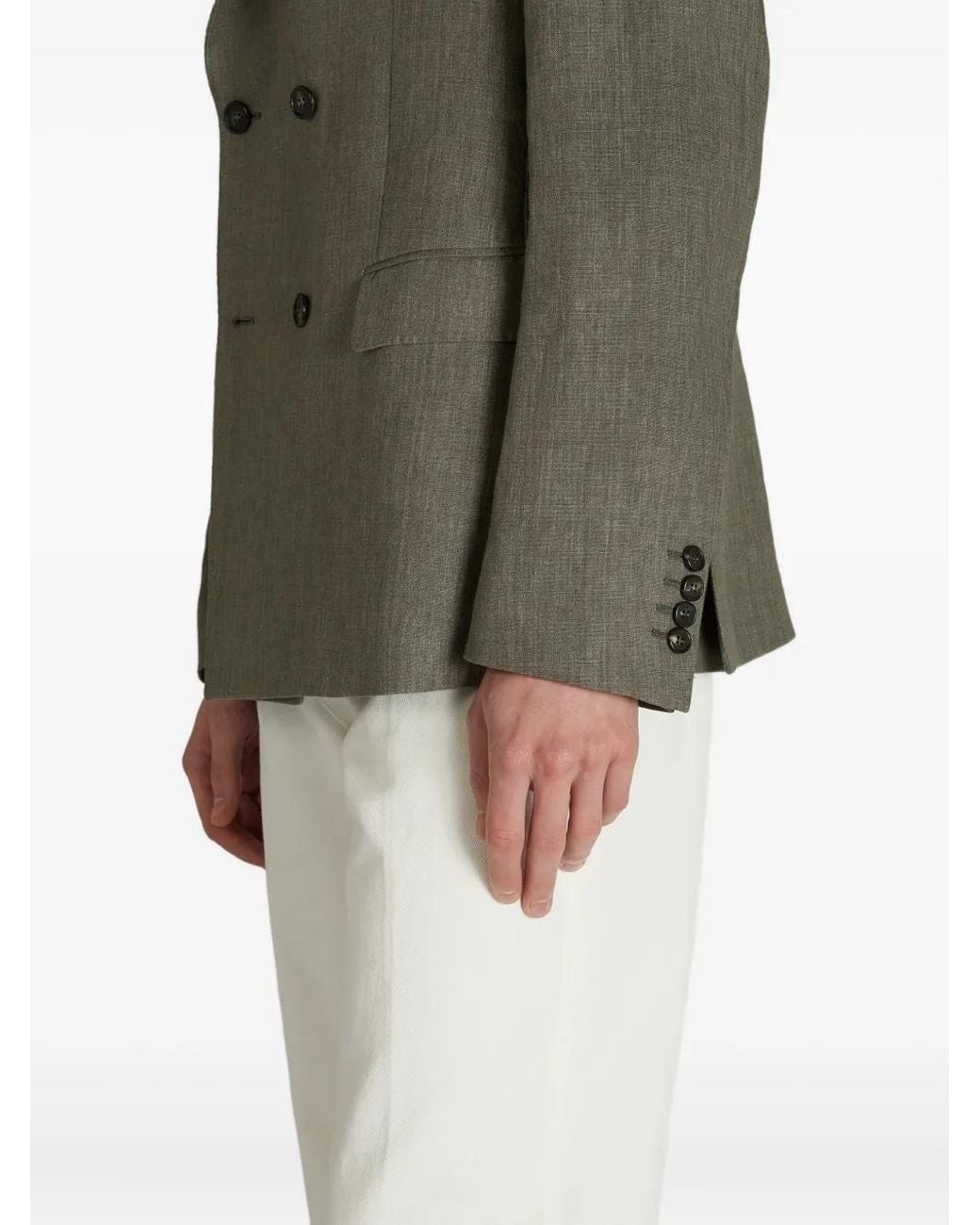 Slowear Green Double-Breasted Linen Blazer for men