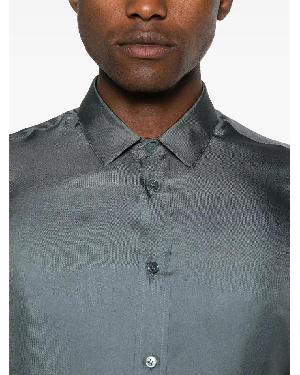 MODES GARMENTS Blue Lightweight Silk Shirt for men