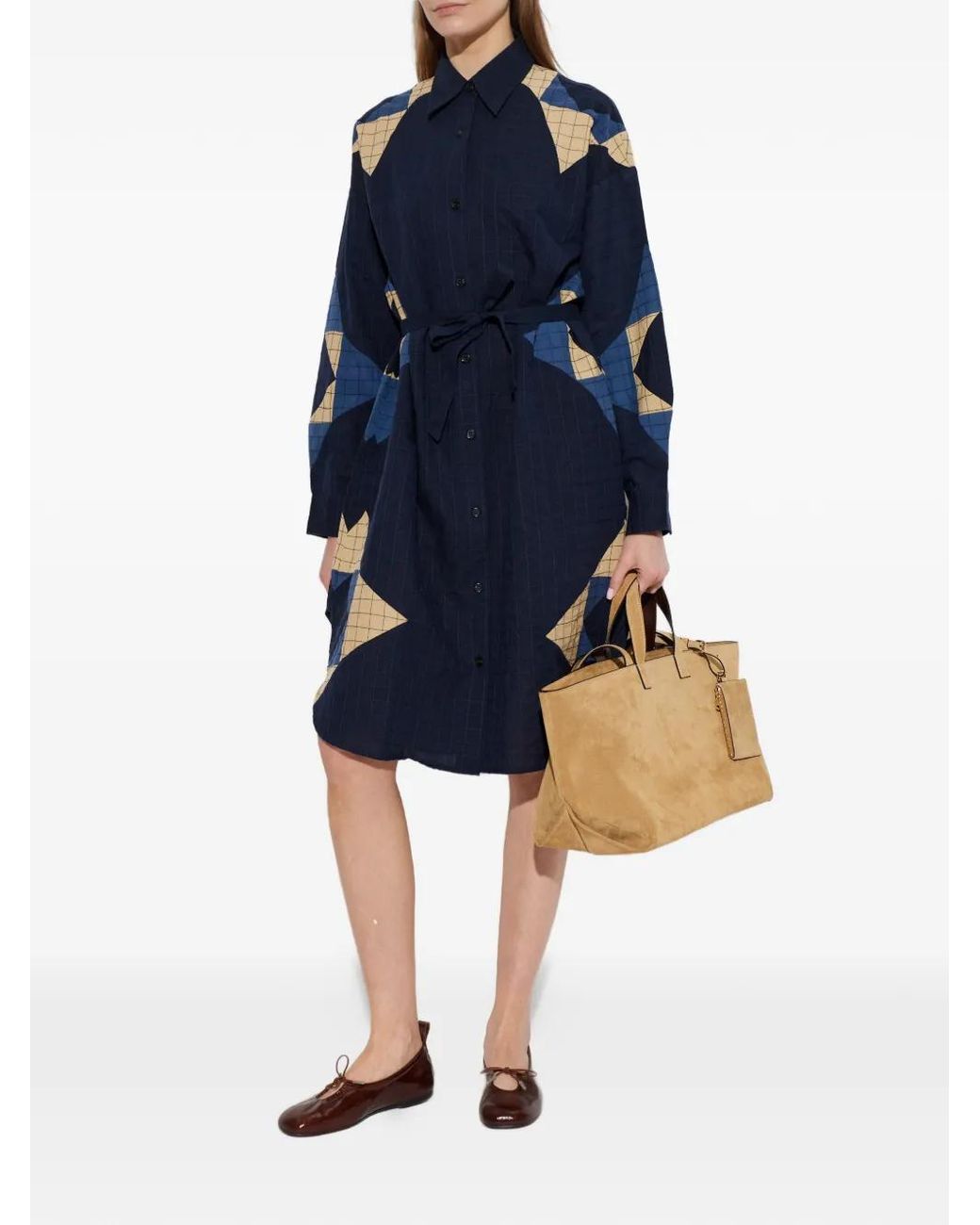 A.P.C. Blue Patchwork Shirt-Dress