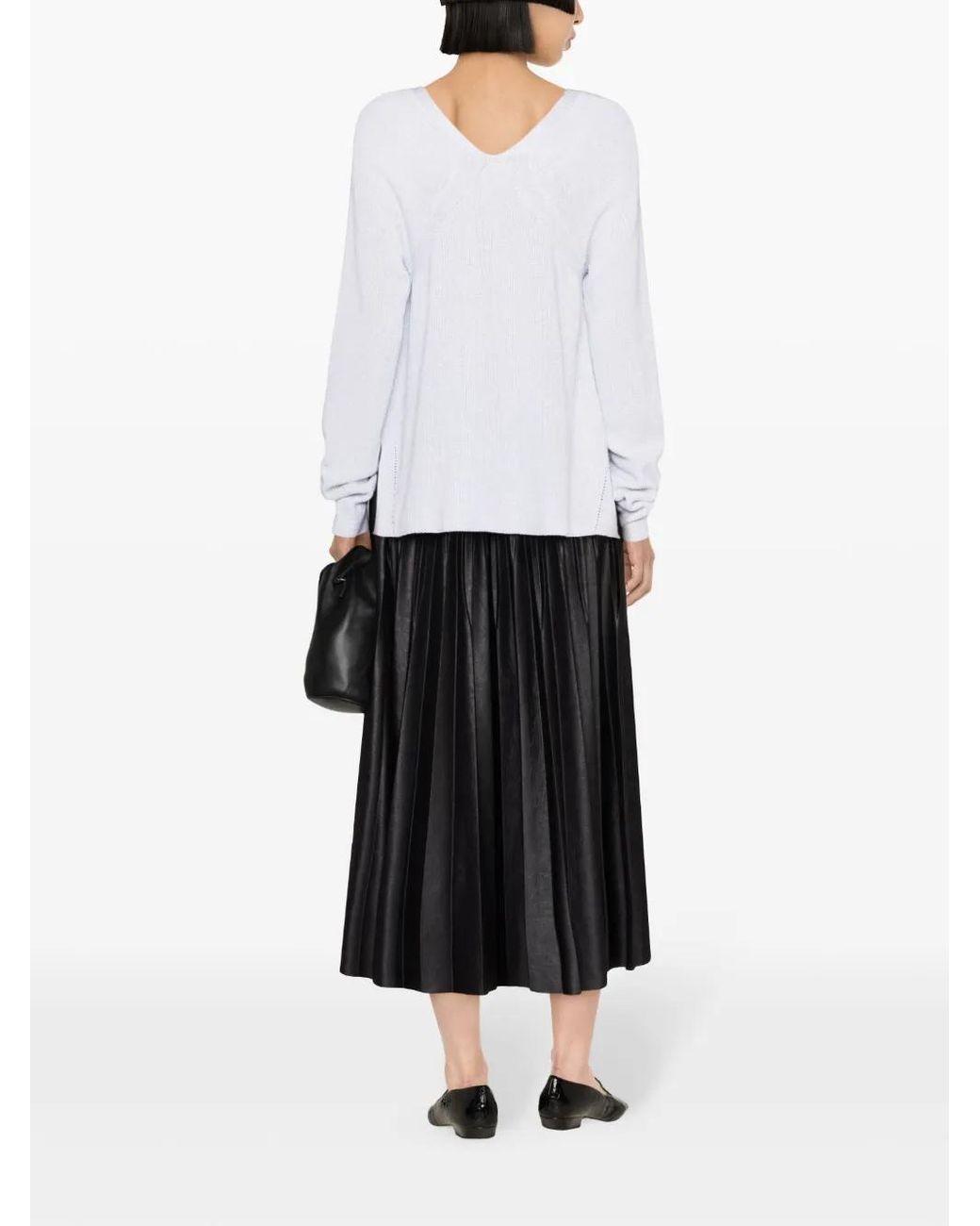 Fabiana Filippi White Lurex-Detailed Ribbed-Knit Cardigan