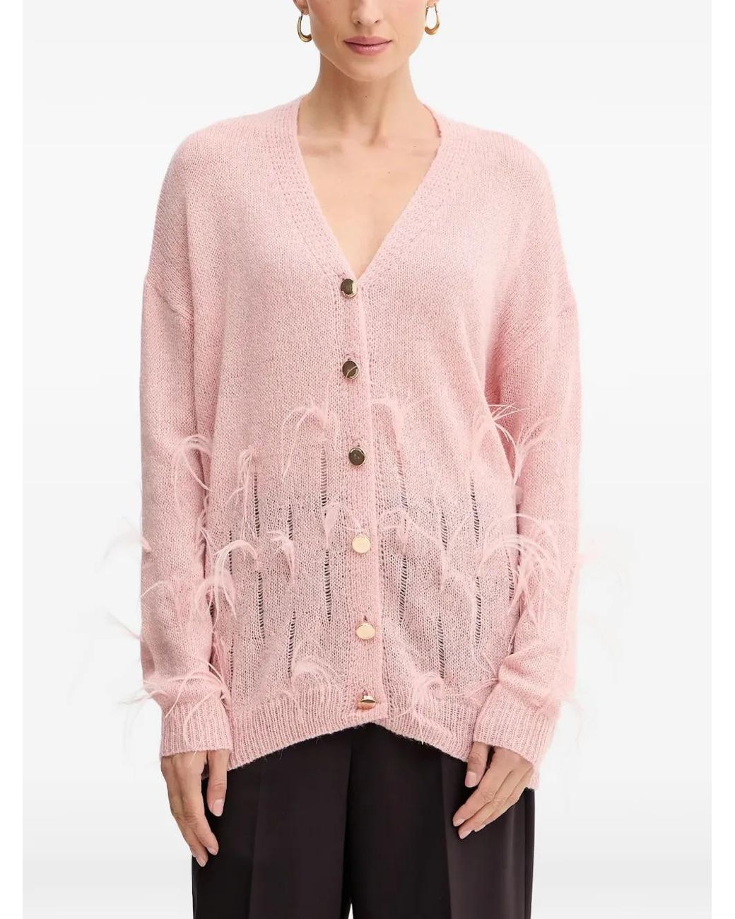 Fracomina Pink Feather Button Knitwear