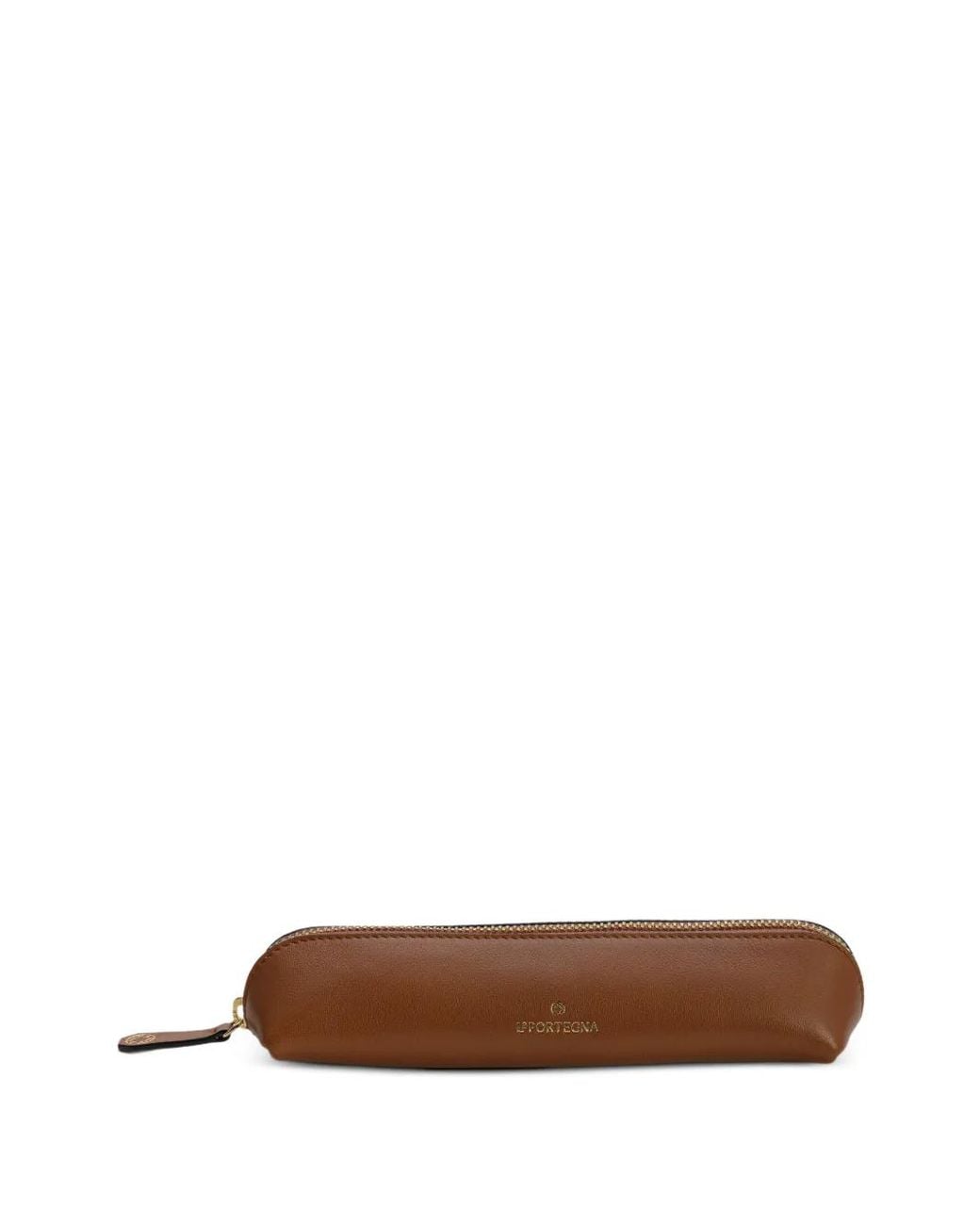 La Portegna Brown Logo-Print Leather Pencil Case