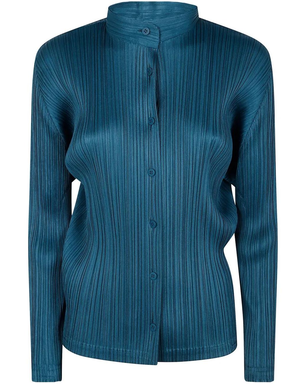 Pleats Please Issey Miyake Blue Pleated Blouse