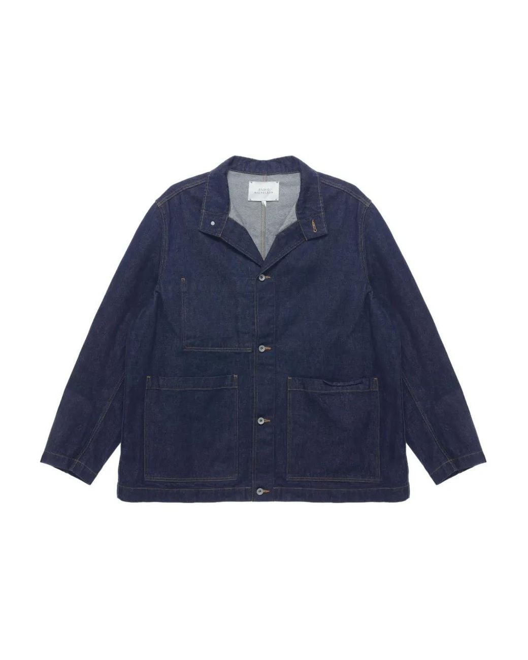 Studio Nicholson Blue Crinkle Denim Jacket for men