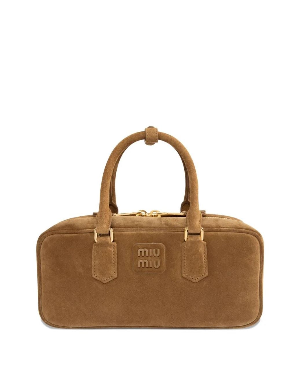 Miu Miu Brown Large Arcadie Suede Satchels Bag