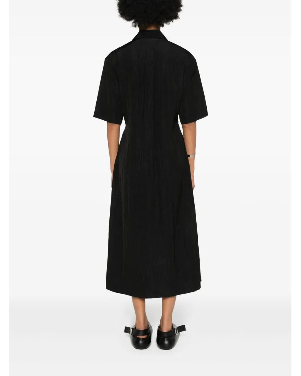 Studio Nicholson Black Arden Midi Shirt Dress