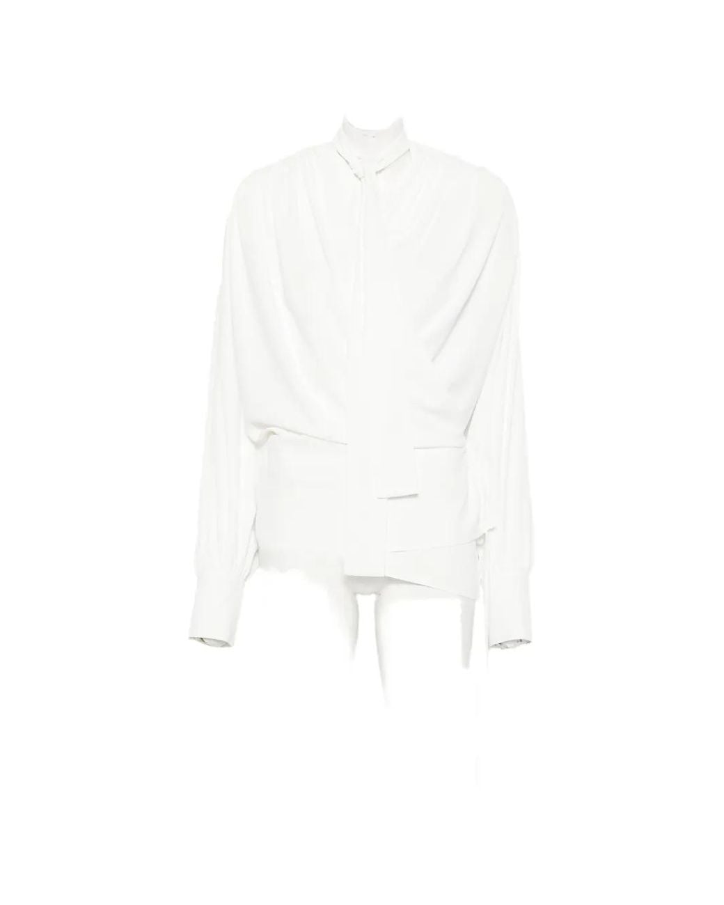 IRO White Scarf-Neck Draped Blouse