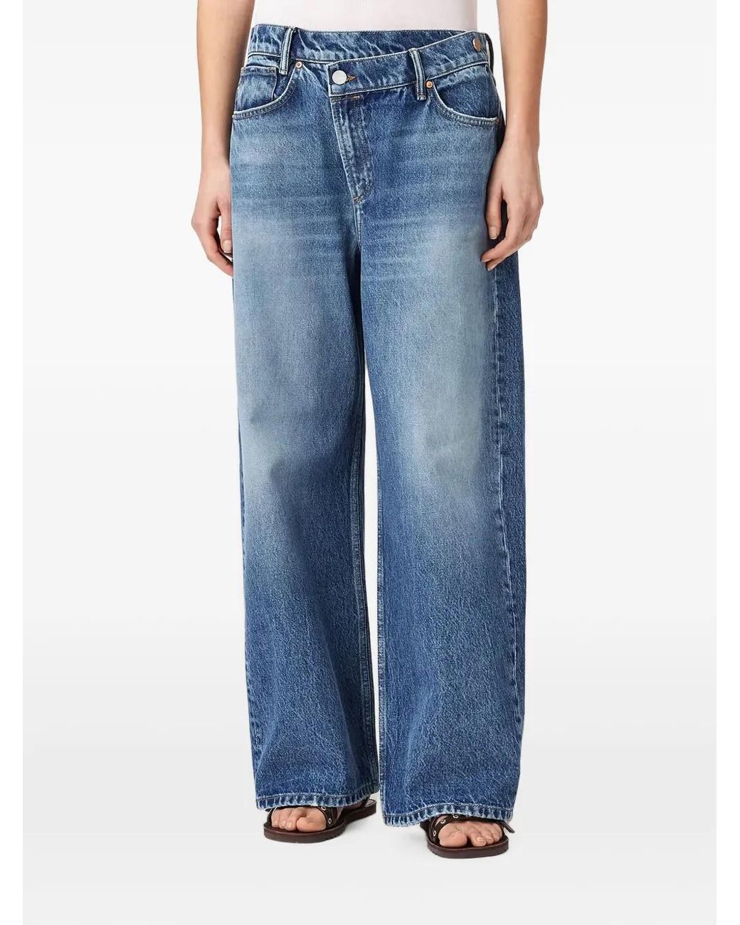 AllSaints Blue Crossover-Waist Wide-Leg Jeans