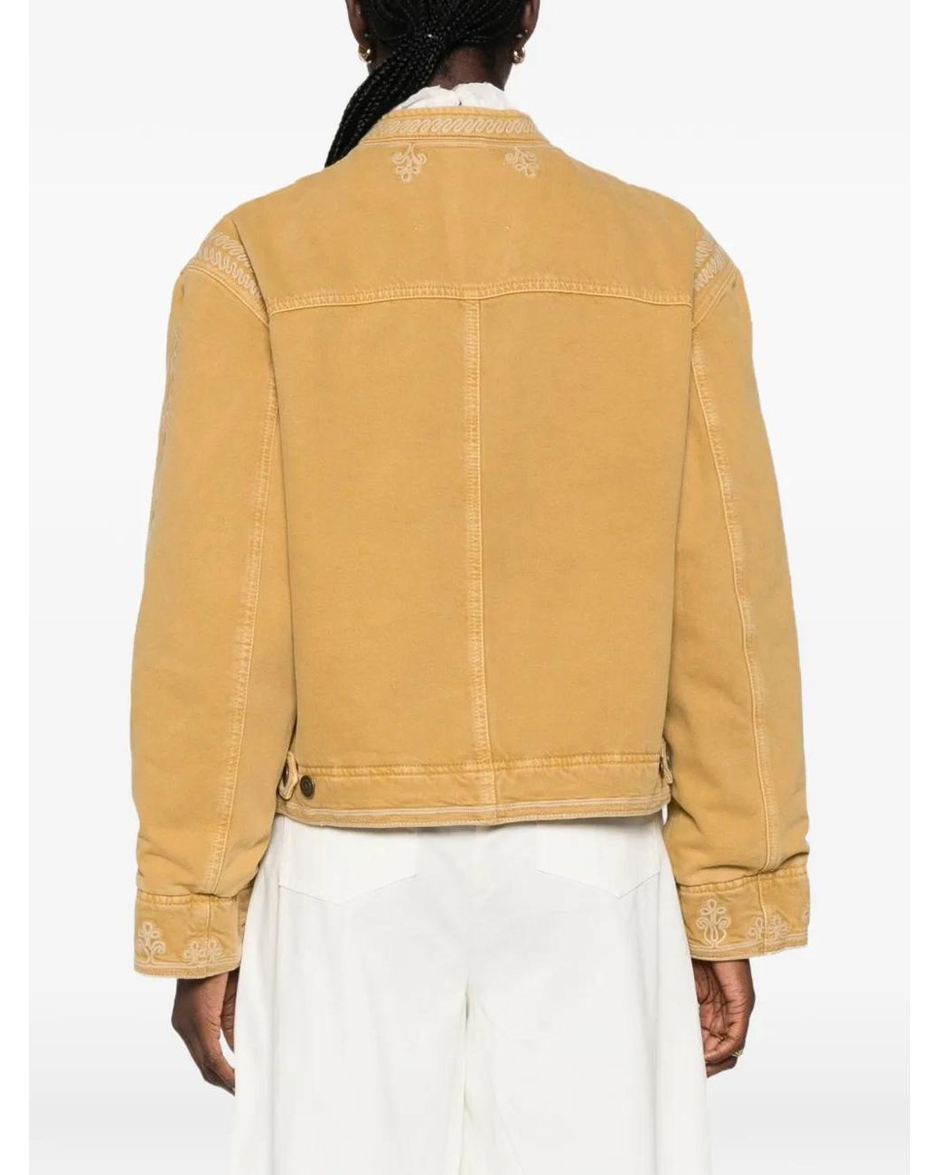 Isabel Marant Natural Veste Emalia En Jean À Broderies
