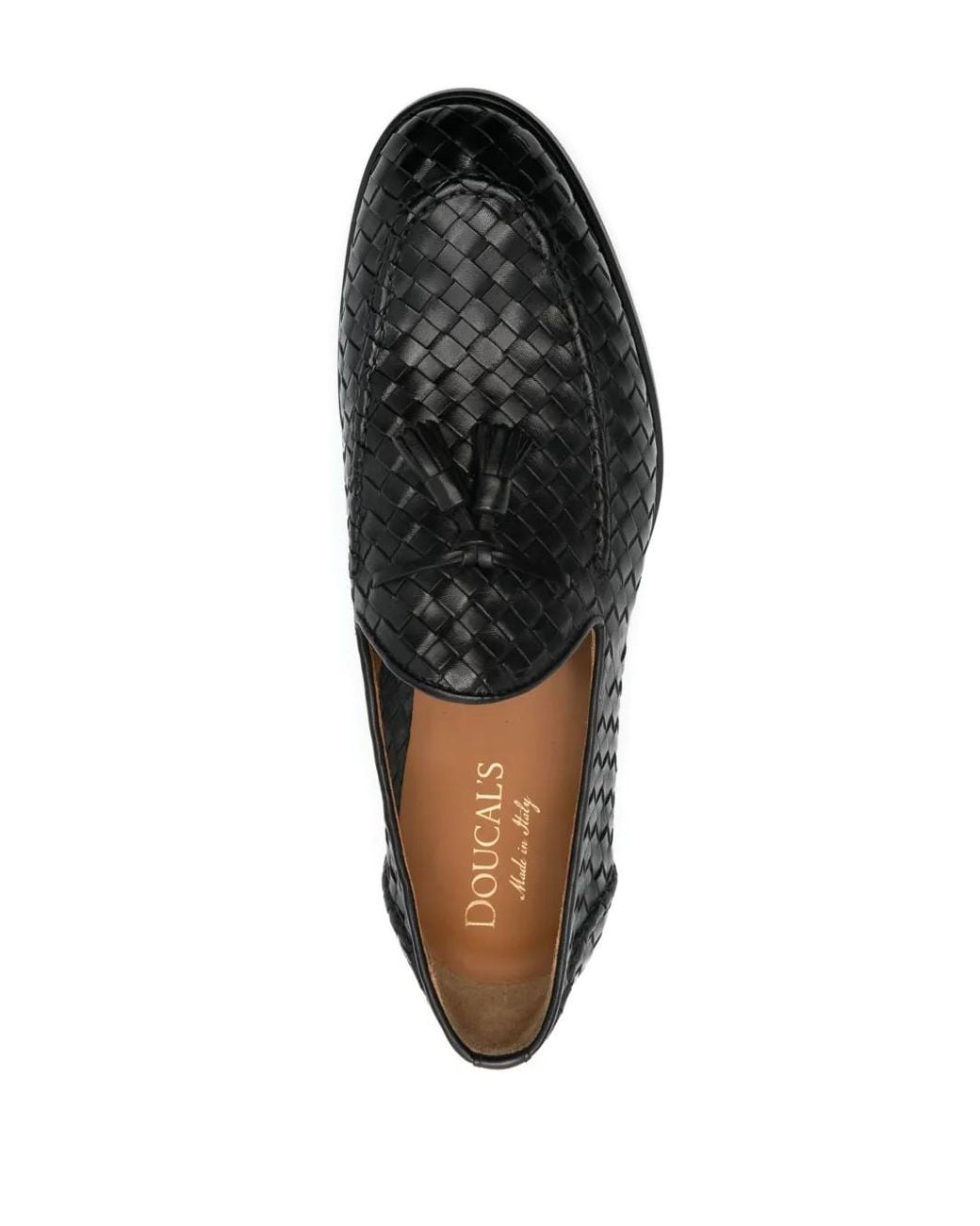 Doucal's Black Interwoven Leather Loafers for men