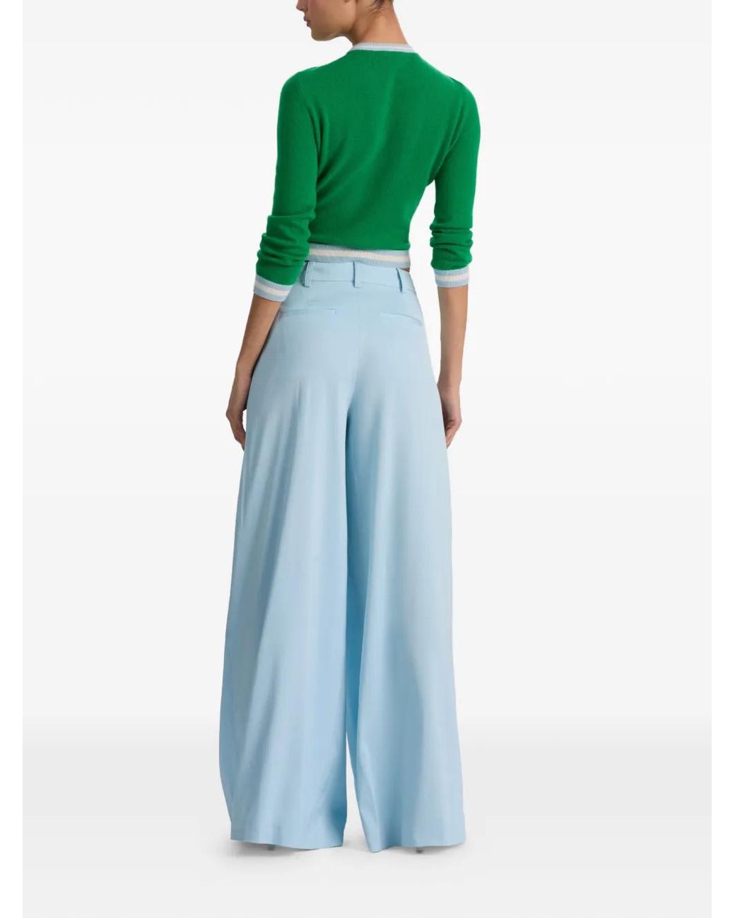 Alice + Olivia Blue Blaire Pleated Trousers