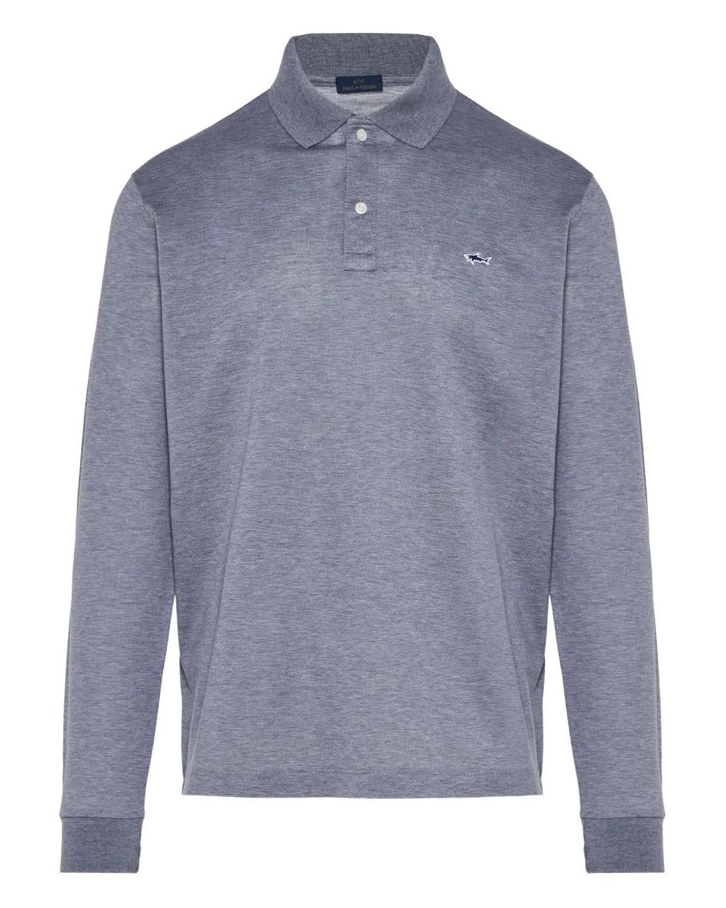 Paul & Shark Blue Long-Sleeve Embroidered Polo Shirt for men