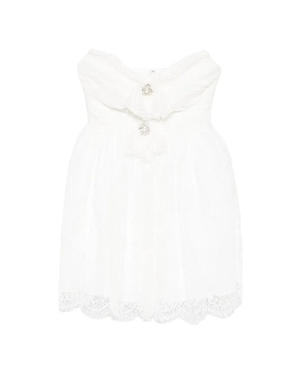 Self-Portrait White Strapless Mini Dress