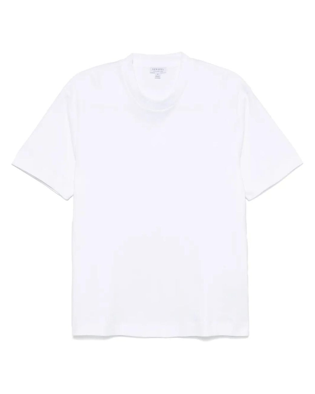Sunspel White Ribbed Cotton Crew T-Shirt for men