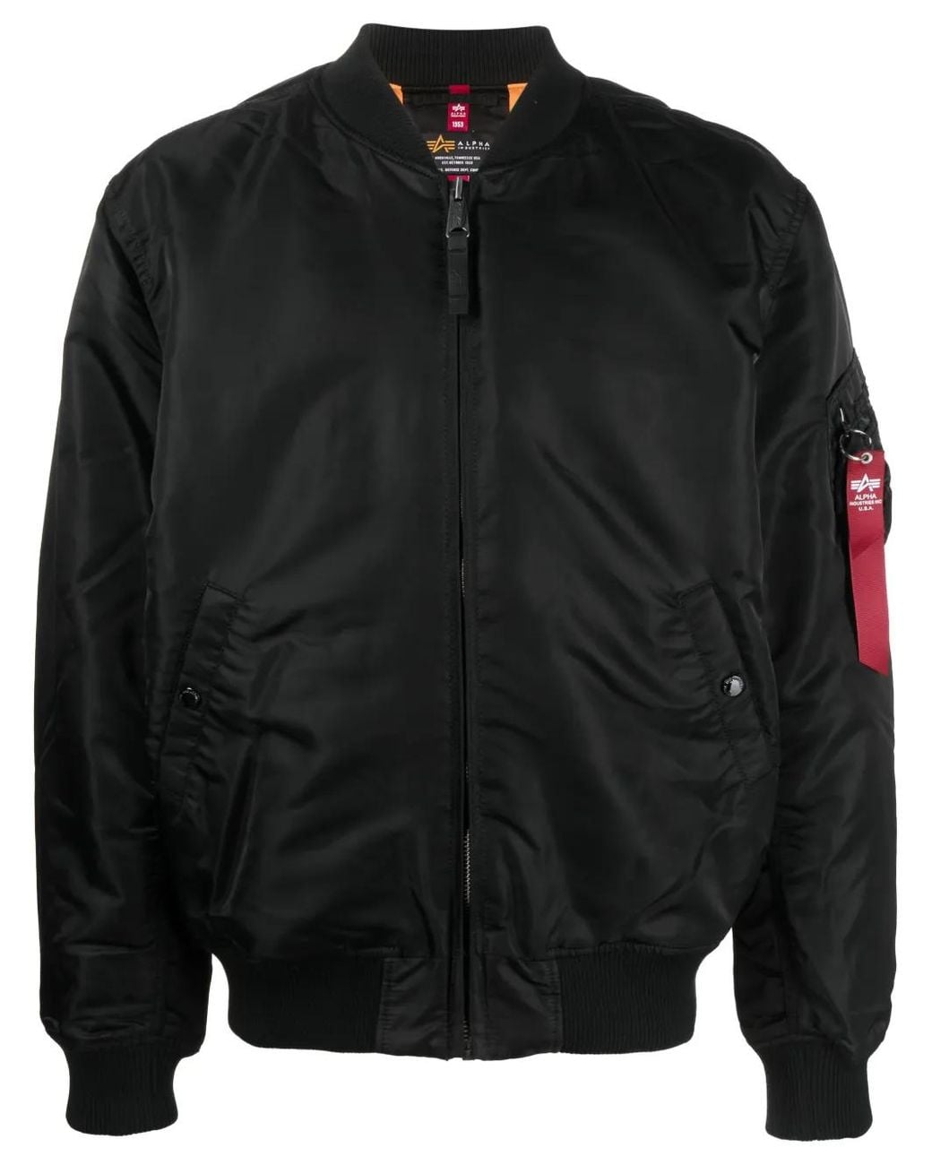 Alpha Industries Black Embroidered-Design Bomber Jacket for men