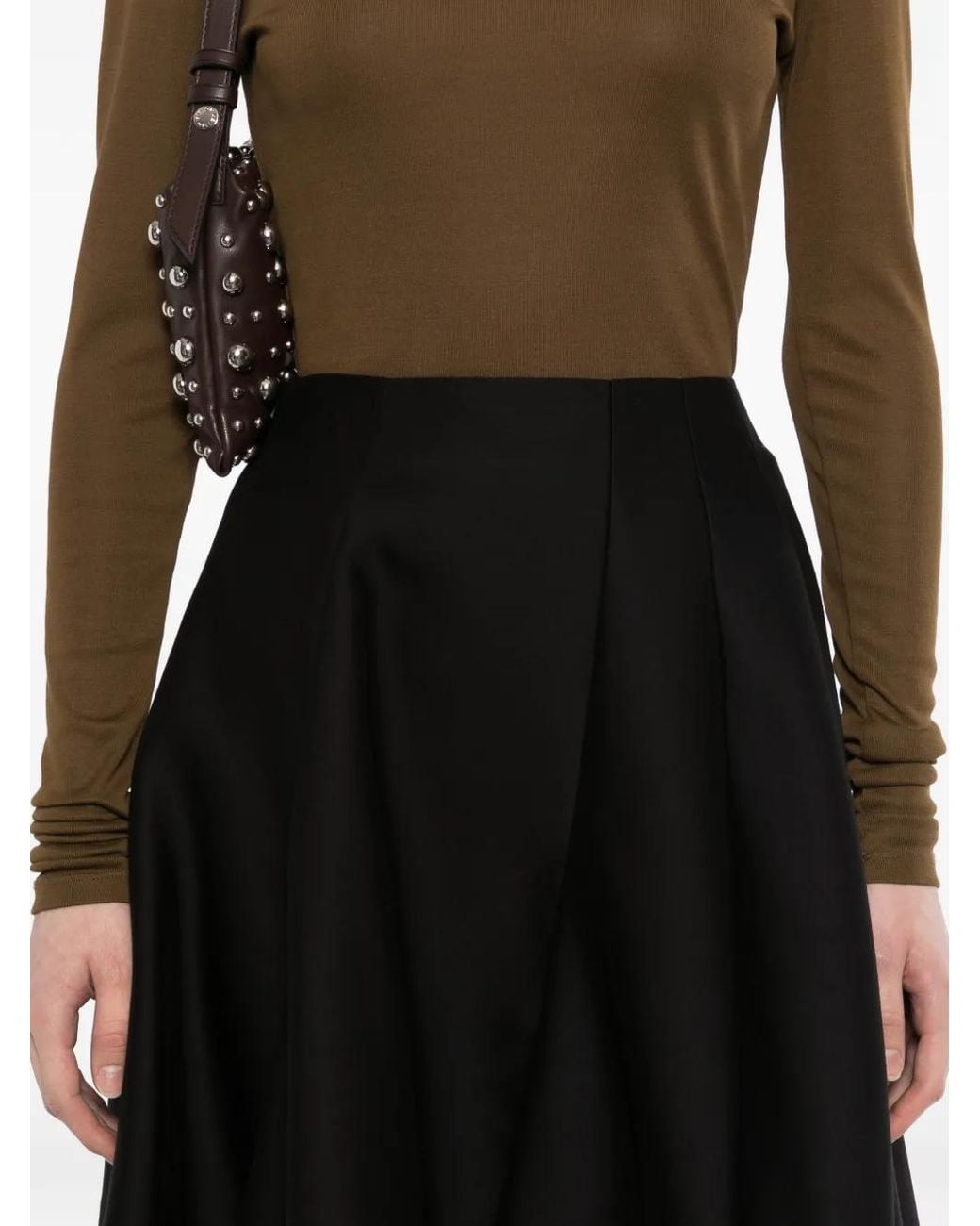 JNBY Black Asymmetric Pleated Skirt