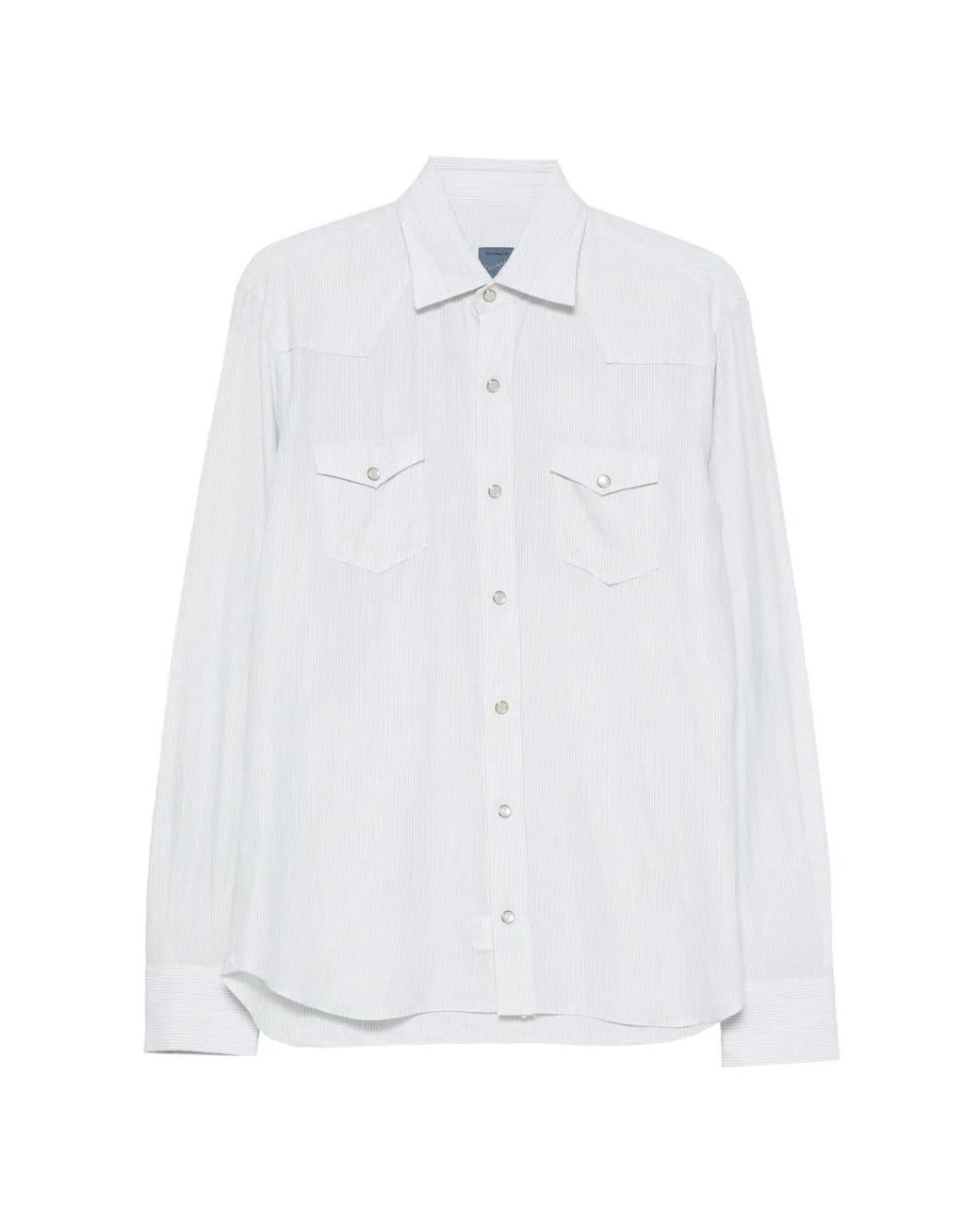 Barba Napoli White Striped Shirt for men