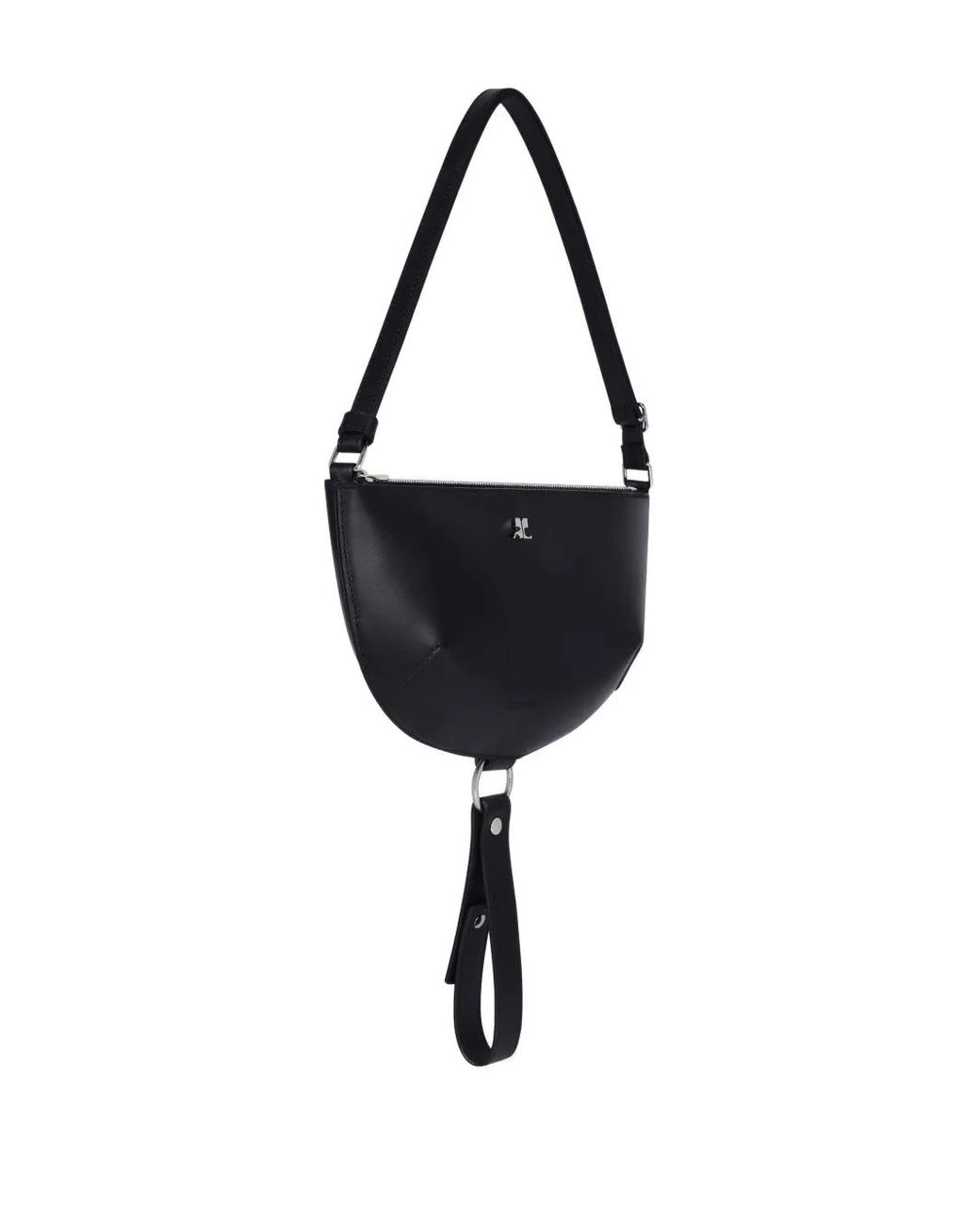 Courreges Black Sac Porté Épaule En Cuir À Design Demi-Lune